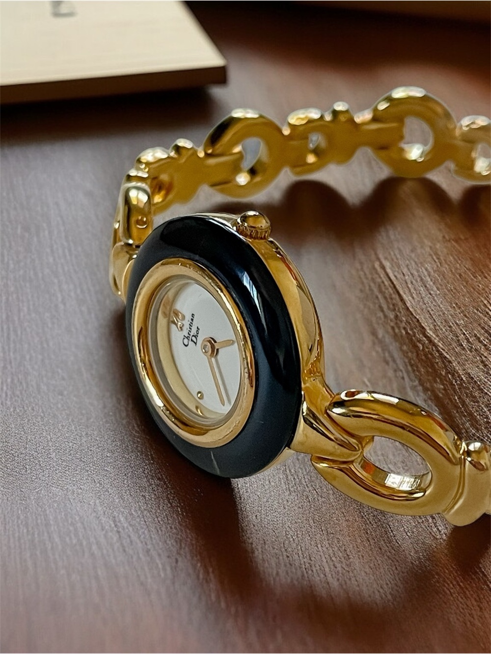 Christian Dior Gold With Black Change Bezel Link Bracelet Watch - Picture 8 of 16